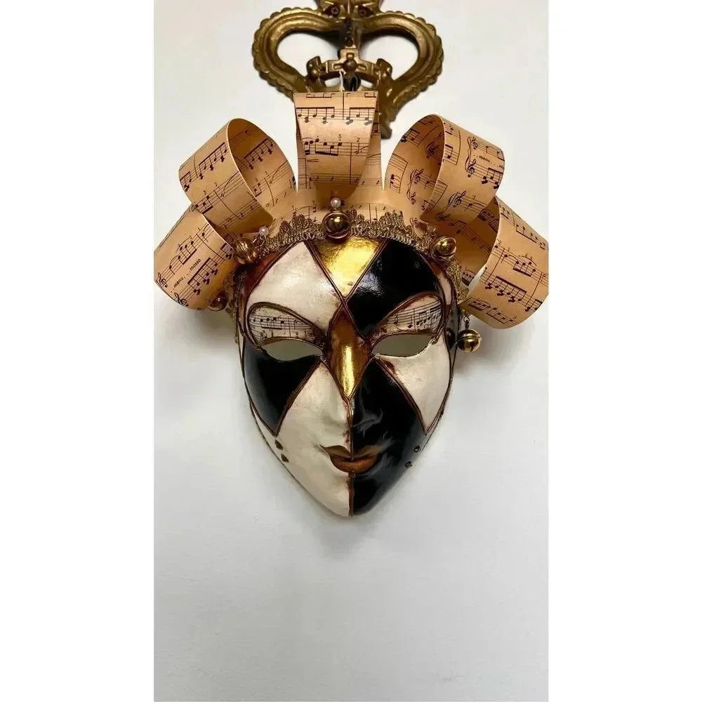 Venetian‎ Jester Mask Wall Art Decor Harlequin Crown Music Note Handmade